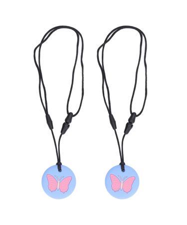 Chew Collar Easy to Clean Healthy Growth Portable Sensory Chew Collar 2 Pcs for (Sky Blue)