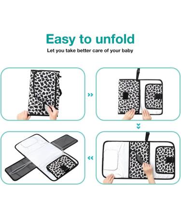 Lekebaby Nappy Changing Mat Portable Changing Mat Baby Travel Change Mat with Wipe-Pocket and Head Cushion Cow Stria Grey-Cow Stria - Buy Online on SooperMarket.com
