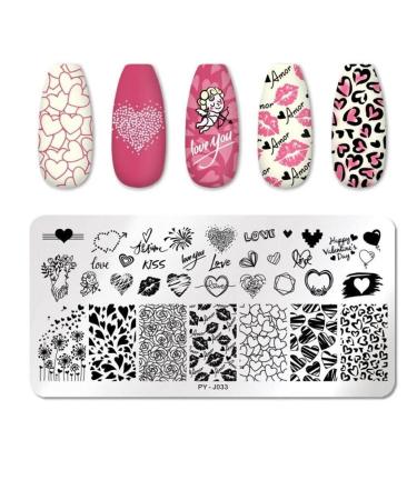 Valentine's Day Nail Stamping Plates Rose Flower Stamping Plate Stainless Steel Nail Design Stencil Tools