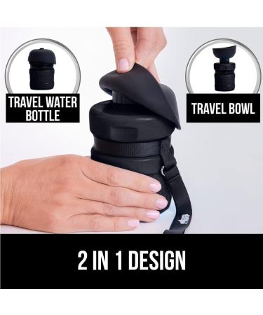 Gorilla Grip Portable Dog Water Bottle - Leak Proof 20oz Silicone Dispenser for Puppy Walks, Travel, Hiking - Keep Pets Hydrated on the Go - Black - Buy Online on SooperMarket.com