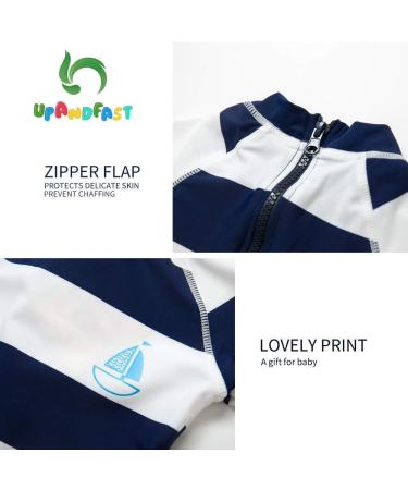 UPF 50+ Sun Protection Baby Girl 1-Piece Swimwear Suit with Sun Hat | Toddler Swimsuit 9-12 Months Stripe - Buy Online on SooperMarket.com
