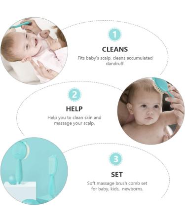 TOYANDONA 1 Set Baby Hair Brush and Comb Set for Newborns and Toddlers Baby Massage and Scalp Brush Ideal for Baby Cradle Cap Baby Shower Registry Gift Blue - Buy Online on SooperMarket.com