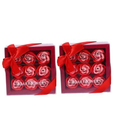 ABOOFAN 2 Boxes Soap Flower Artificial Soap Rose Essential Oil Gifts Birthday Gift Wedding Oil Rose Soap Bridal Gift Festival Soap Rose Bride Rose Box Roses Redx2pcs 14.5x14.5cmx2pcs
