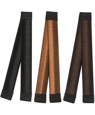 3-Piece Hair Bun Maker Set - Easy Snap Roll Nets for Women & Kids - French Twist Styling Tool - Brown - Buy Online on SooperMarket.com