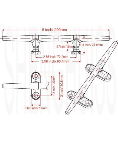 SHENGHUISS 8 inch Boat Dock Cleat Stainless Steel 316 - 4 Pack | Marine Deck Rope Cleats with Fasteners - 2 Pack - Buy Online on SooperMarket.com