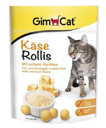GimCat Cheese Rollis - Grain-free and vitamin-rich cat snack with real hard cheese - Pack of 6 (6 x 140 g) 140 g (Pack of 6)