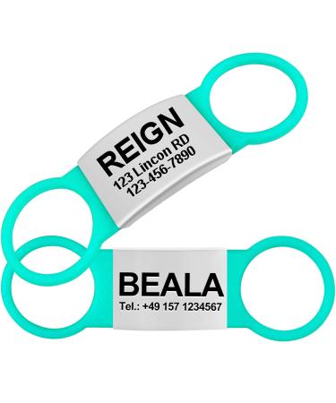 Tagme 2 Pack Dog brand/dog brand with engraving for dogs for small and medium -sized dog breeds personalizable turquoise m m (2 pack) turquoise