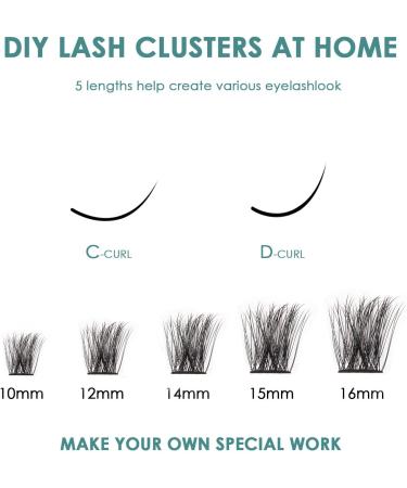 SISILILY Lash Extension Kit - 120 Cluster DIY False Eyelashes with Bond, Seal, Glue, Tweezers - C D Curl 10/12/14/15/16mm (DM28-mix) - Buy Online on SooperMarket.com