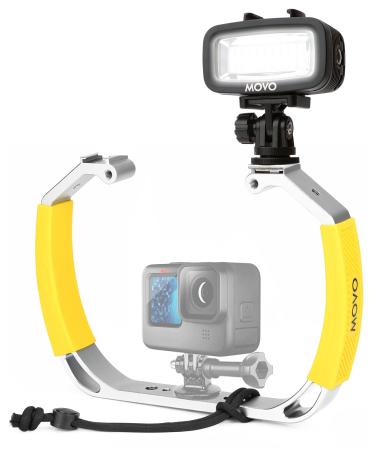 Movo DiveRig2 XL Diving Rig Bundle with Waterproof LED Light - Compatible with GoPro HERO, HERO5, HERO6, HERO7, HERO8, HERO9, HERO10 and Waterproof Action Cam - Scuba Accessories for Underwater Camera