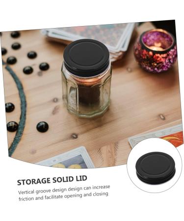 IMIKEYA 16pcs Mason Jar Lids Mason Bottle Lid Canning Jar Caps Sealing Caps Glass Jar Top Metal Lids Black Regular Mouth Mason Jar Lid Bulk Jars Canners for Tinplate Glass Bottle One Body 7.00X7.00X1.50CM Black - Buy Online on SooperMarket.com