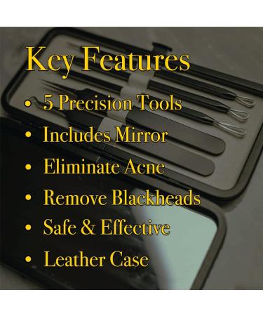 Pete & Pedro Acne & Blackhead Remover Tool Set - 5 Piece Pimple Popper Kit + Mirror | For Men & Women | Removes Whiteheads, Zits, Blackheads, Comedones | Seen on Shark Tank - Buy Online on SooperMarket.com