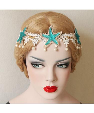 Boho Wedding Flower Head Wreath Mermaid Sea Star Hair Accessory - Color 2-Lace St - Buy Online on SooperMarket.com
