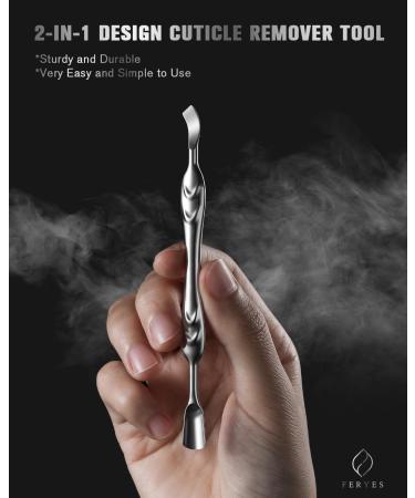 FERYES Elegant Precision Cuticle Pusher & Nail Cleaner - Dual-Ended Cuticle Stick Stainless Steel Cuticle Remover Tool for Flawless Nail Care Silver Type1 - Buy Online on SooperMarket.com