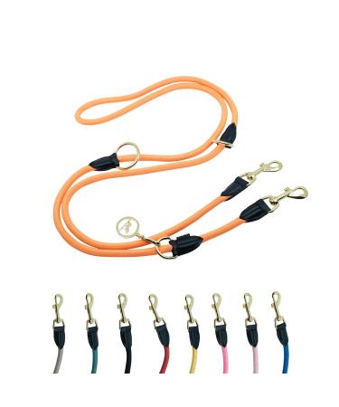 Dog leash 2m Velvetier adjustable for large and medium -sized dogs |Paracord F hrleine |Nylon double linen with 2 carabiners (neon orange 2.2 m x 1.1 cm) 2.2 m x 1.1 cm neon orange
