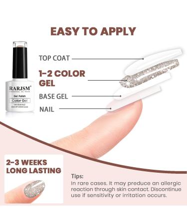 RARJSM Reflective Glitter Gel Polish - Sparkly Nude Brown for Winter Nail Art | 7.5ML UV LED Manicure - Buy Online on SooperMarket.com