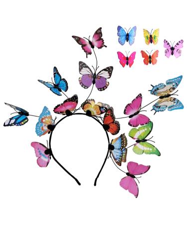 TIANNAIT 1 Colourful Butterfly Headband 5 Butterfly Clips Butterfly Hair Accessories Fairy Headband Butterfly Crown Headband for Halloween