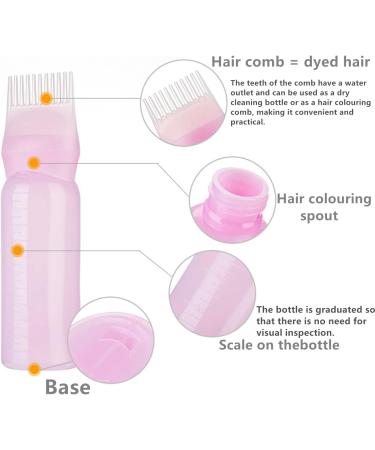Norhogo 2 Pieces Hair Dye Brush Bottle Root Comb Applicator - Pink - Buy Online on SooperMarket.com