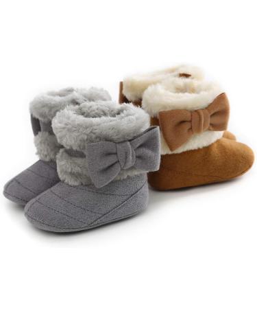 Yinuoday Winter Baby Girls Snow Boots - Warm Prewalker Newborn Shoes, Anti-Slip Infant Gray (6-12 Months) - Buy Online on SooperMarket.com