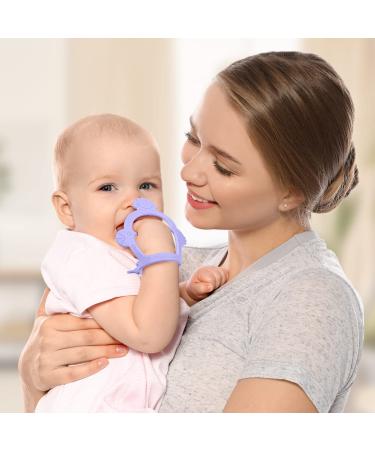 Vicloon Baby Bite Rings 2 Pack Silicone Teething Toys BPA-Free Dental Aid Soft Lion Design for 3+ Months Violet Color - Buy Online on SooperMarket.com
