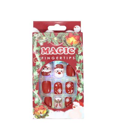 Brishow Christmas Artificial Nails - 24PCS Snow & Moose Press-On Short Red Nails for Women & Girls - Buy Online on SooperMarket.com