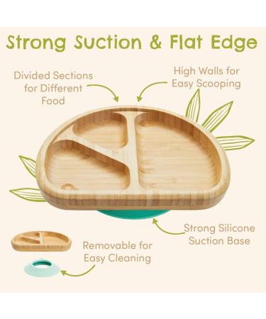 Munchkin Bambou Divided Plate - Stay Put Suction Plate for Babies & Toddlers | BPA Free Bamboo Plate for Baby Weaning | Kids' Mealtime Essential - Buy Online on SooperMarket.com