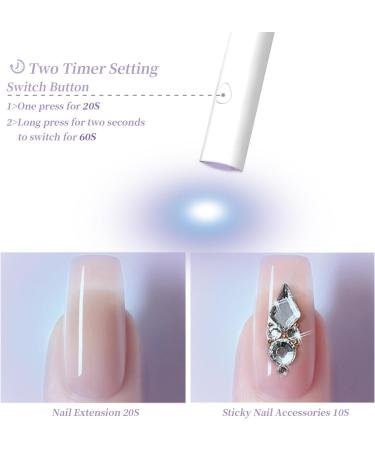 Denabuty Portable UV LED Nail Lamp with Stand - Rechargeable Cordless Nail Dryer for Gel Nails - 2 Timers for Fast Drying - White - Buy Online on SooperMarket.com