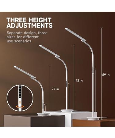 Floor Happy Lamp UV-Free 10000 Lux Sun Lamp Daylight Lamp with Remote & Touch Control & Adjustable Gooseneck for Reading/Office/Home White - Buy Online on SooperMarket.com