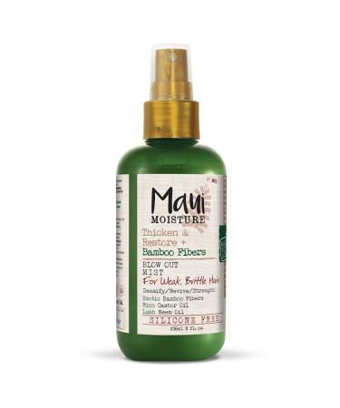 Maui Moisture Thicken & Restore + Bamboo Fibers Volumizing Blow Out Mist, Hair-Thickening Spray Treatment to Revive Weak, Brittle Curly Hair, Vegan, Silicone- & Paraben-Free, 8 Fl Oz