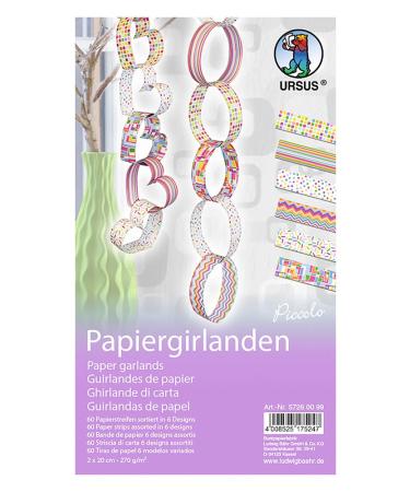 Ursus 57260099 - Paper garlands Piccolo 60 double-sided printed paper strips 6 meters