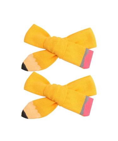 Pencil Hair Clips Yellow School Bow Pencil Hairpin Hairclips Yellow Bowknot BBG29 (2 Small Bow)