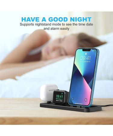 GLANA 3-in-1 Portable Charging Station for Apple Devices - Foldable Charger Stand for iWatch and iPhone AirPods Pro - Black - Buy Online on SooperMarket.com