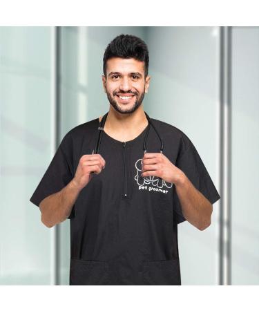 No Lifting Short-Sleeved Waterproof Pet Grooming Uniform for Men - Antistatic 2 Pockets Size M - Ideal for Dog Groomers & Cosmetologists (Pack of 1) - Buy Online on SooperMarket.com