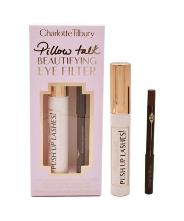 Charlotte Tilbury Pillow Talk Mascara & Eyeliner Beautifying Eye Filter Set:: Push Up Lashes Volumizing & Lengthening Mascara for Eyelashes and Pillow Talk Eyeliner