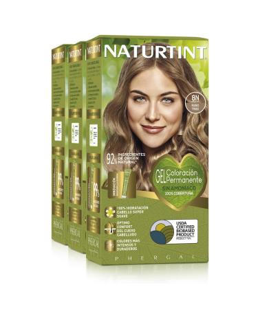 Natureint Biobased |Hair color without ammonia |8n wheat blonde |High proportion of natural ingredients3 pack |510 ml 8n.Wheat blonde 170 ml (3 pack)