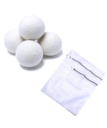 Hoappa 4Pcs 3 inches Wool Dryer Balls and 2 Pack Mesh Laundry Bags in 2 Sizes ( 12 x 16 inches 16 x 20 inches )