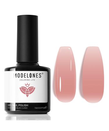 Modelones Jelly Gel Nail Polish 15ML Sheer Light Pink Translucent Sheer Nude Colors Neutral Skin Tone Gel Polish Soak off U V LED Cured at Home Salon DIY French Manicure Nails Art Jelly Nude Pink