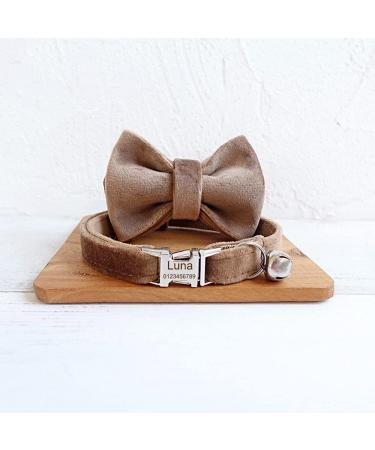 Personalized Cat Collar with Engraved Name & Phone Number for Small Pets | Brown | Bell Included - Buy Online on SooperMarket.com