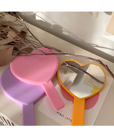 Minkissy Cosmetic Mirror Handheld Heart Shaped Cosmetic Mirror Portable Travel Mirror for Women 3 Pieces (Pink) - Buy Online on SooperMarket.com