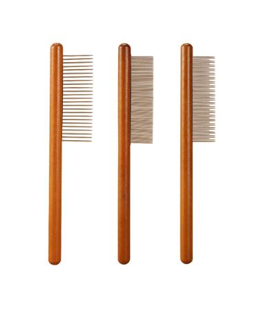 3pcs Flea Comb for Cats Dogs Kittens Wooden Pet Grooming Combs with Wide/Dense/Round Tip Metal Teeth Multifunctional Cat Combing Brush for Flea Lice Tick Tangled Long Hair Removing Hair Artifact