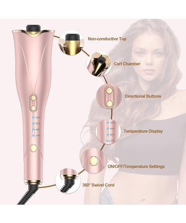 Auto Hair Curler - Automatic Curling Iron Wand with 1 Barrel, 4 Heat Settings, Dual Voltage, Fast Heating - Rose Gold - Buy Online on SooperMarket.com