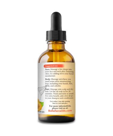 Organic Apricot Kernel Oil 4oz - Cold-Pressed, Unrefined, Chemical-Free - Natural Moisturizer for Hair, Face, Body, Nails - Rich in Antioxidants - Bella Terra Oils - Buy Online on SooperMarket.com