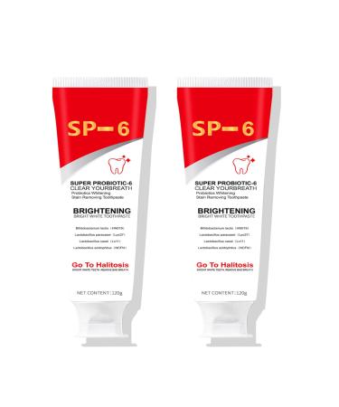 Sp-6 Probiotics Whitening Toothpaste Sp-6 Ultra Whitening Toothpaste Deep Cleaning Sp-6 Toothpaste Fresh Breath Toothpaste Brightening & Stain Removing Tooth Paste 2PCS