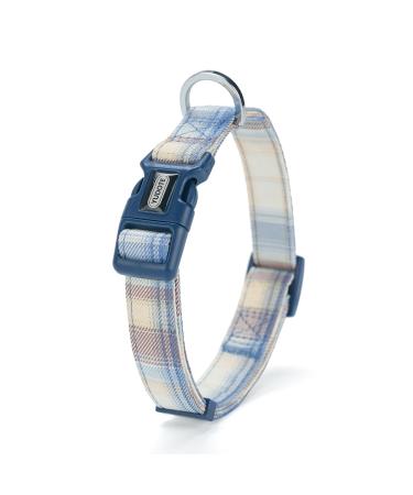 Yudote soft dog collar checkered checkered collars not lovely for medium dogs with sensitive skin blue M (1 Pack) blue-plaid