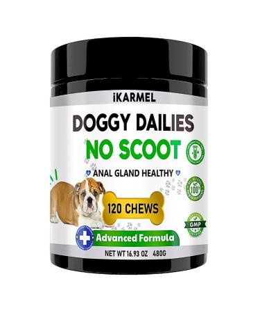 iKARMEL Doggy Dailies | Advanced Anal Gland Support Chews for Dogs | No Scoot Pet Supplements | Fibre Supplement With Pumpkin Powder for Dogs | Dog Digestion Tablets Formulated by Vets | 120
