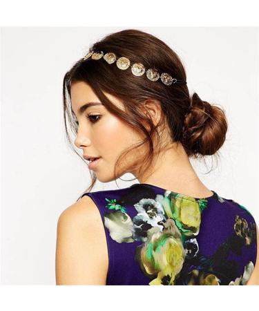 Yalice Elastic Flapper Head Chain Hair Gold Coin Headband for Women and Girls - Buy Online on SooperMarket.com