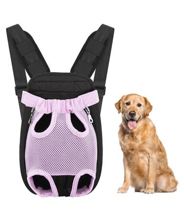 Pet Carrier Backpack Adjustable Dog Front Carriers Dog Slings for Safety Travel Easy Fit for Hiking Camping Travelling for Small Medium Large Dogs Puppies M Pink
