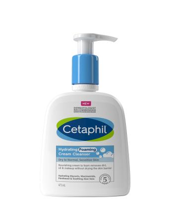Cetaphil Hydrating Foaming Cream Cleanser 473ml Face Wash with Niacinamide for Normal Dry or Sensitive Skin Vegan-Friendly
