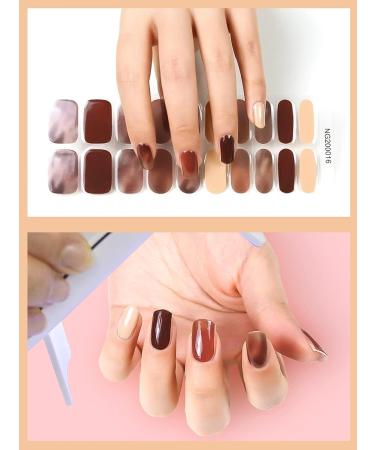 Kalolary 20PCS Nail Gel Polish Strips | Full Wraps Self-Adhesive Stickers | Nail File & Stick Included (UV/LED Lamp Required) - Buy Online on SooperMarket.com