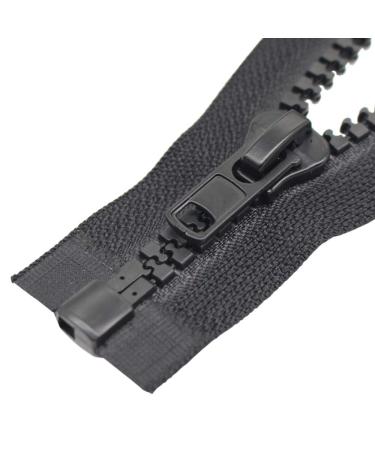 YaHoGa 2PCS 10 24 Inch Separating Jacket Zippers for Sewing Coat Jacket Winter Coat Black Tape Heavy Duty Zippers Large Molded Plastic Zippers Bulk (24 2pcs)