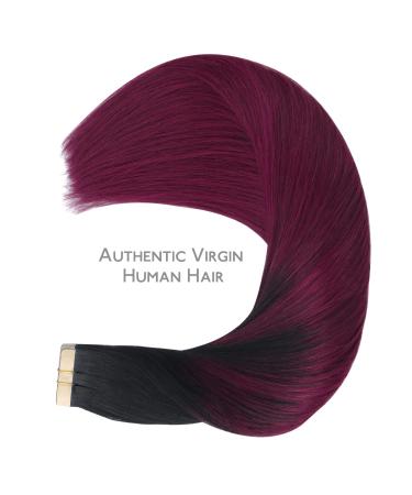Salife Tape Extensions - 20 Pcs Real Hair 50g 14 Inch Jet Black to Burgundy Remy Invisible Skin Weft Tape In - Buy Online on SooperMarket.com
